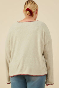 Burgundy Stitch Detailed Sweater