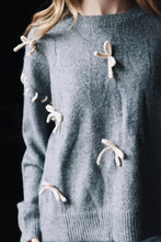 Load image into Gallery viewer, Gray Bow Accent Cozy Sweater (S-3XL)