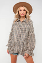 Load image into Gallery viewer, BUTTON DOWN PLAID SMOCKED POCKET SHIRTS: (S-3XL)