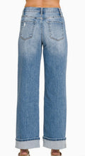 Load image into Gallery viewer, Medium Wash Cuffed Flare Denim