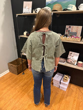 Load image into Gallery viewer, Olive Denim Bouse with Bow Back Detail (S-XL)