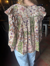 Load image into Gallery viewer, Evergreen Patchwork Blouse Top