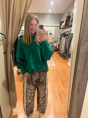 Mock Neck Oversized Sweater in Kelly Green