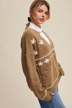 Load image into Gallery viewer, Floral Embroidered Knit Sweater in Barnwood Red