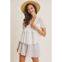 Load image into Gallery viewer, White Feminine Lace Eyelet Top