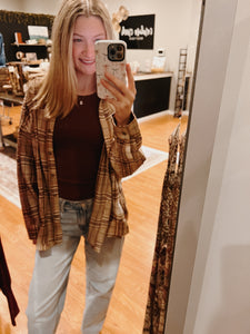 Contrast Plaid Detail Button Down Flannel
