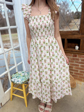 Load image into Gallery viewer, Pink Floral Trellis Flutter Tank Dress (S-3XL)