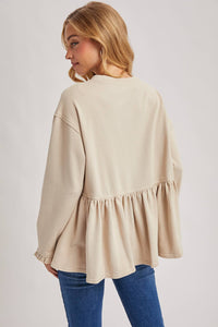 Babydoll Peplum Hem Sweatshirt Top