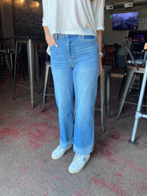 Load image into Gallery viewer, Medium Wash Cuffed Flare Denim