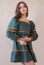 Load image into Gallery viewer, Printed Ruffle Detail Dress in Deep Teal