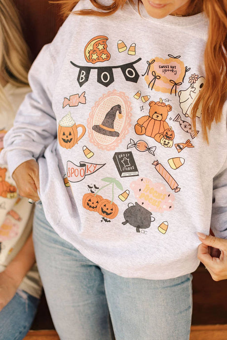 Boo Halloween Collage Graphic Sweatshirt