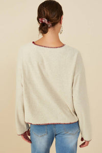Burgundy Stitch Detailed Sweater