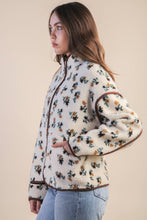Load image into Gallery viewer, Oversized Floral Printed Casual Fleece Jacket in Cream Floral (S-3XL)