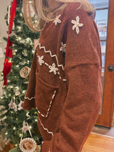 Load image into Gallery viewer, Floral Embroidered Knit Sweater in Barnwood Red