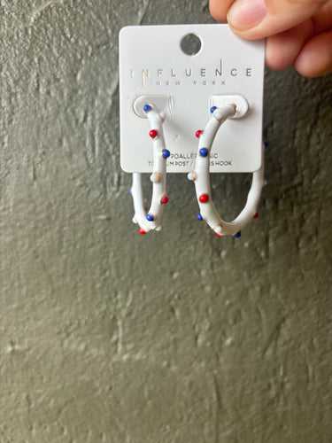 Red White & Blue Hoop Earrings