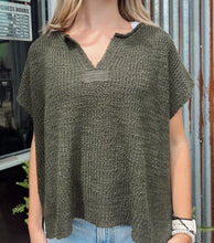 Load image into Gallery viewer, Norah V-neck Short Sleeve Sweater Top in Dark Olive