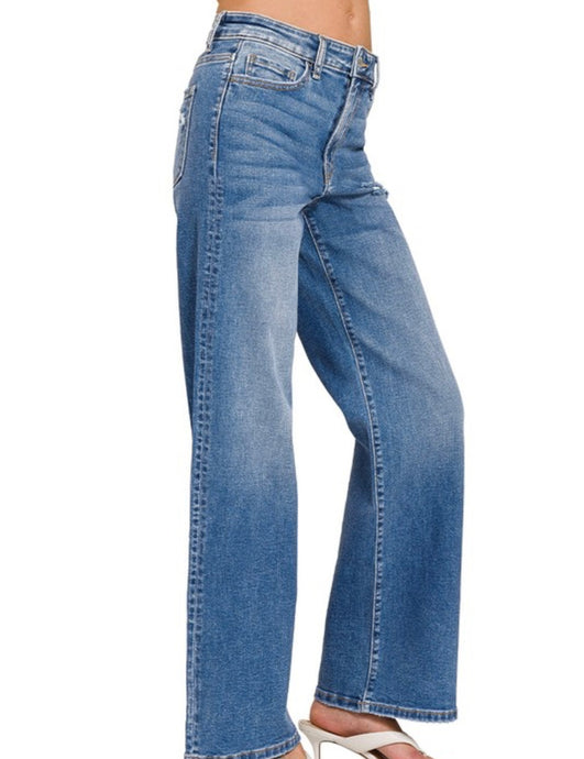 Shana High Waist Straight Leg Denim in Medium Wash