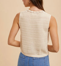 Load image into Gallery viewer, Oatmeal Crochet Trim Sweater Vest (S-3XL)