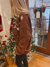 Load image into Gallery viewer, Floral Embroidered Knit Sweater in Barnwood Red