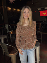 Load image into Gallery viewer, Womens Mixed Botanical Print Ruffle Detail Peplum Top (S-3XL)
