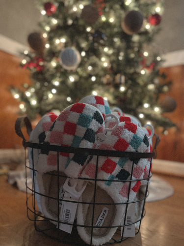 Multicolored Checkered Slippers