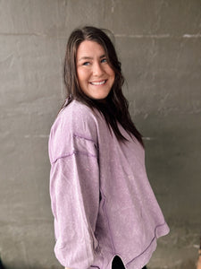 Macie Mineral Wash Sweatshirt in Violet