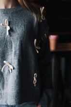 Load image into Gallery viewer, Gray Bow Accent Cozy Sweater (S-3XL)