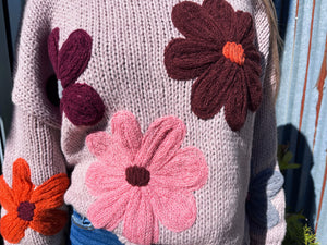 Floral Embroidered Mock Neck Sweater