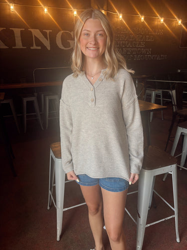 Henley Basic Sweater in Heather Beige (S-3XL)
