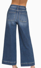 Load image into Gallery viewer, Dark Wash Pintuck Wide Leg Denim (Reg &amp; Plus)