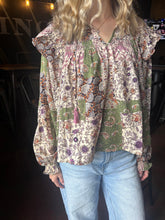 Load image into Gallery viewer, Evergreen Patchwork Blouse Top