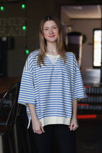 Load image into Gallery viewer, STRIPED FRENCH TERRY TOP: SOFT BLUE