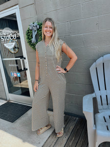 Chocolate Striped Relaxed Fit Jumpsuit (S-XL)