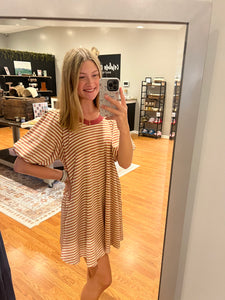 Mauve & Honey Striped Ribbed Dress (S-3XL)