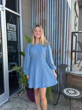 Load image into Gallery viewer, Mineral Washed Denim Seam Detail Mini Dress