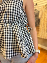 Load image into Gallery viewer, Black &amp; White Sleeveless Gingham Tank Top