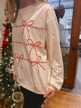 Load image into Gallery viewer, Candy Cane Lane Bow Pullover