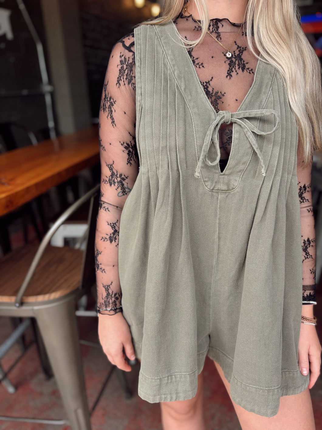 Mesh Lace Undershirt in Black