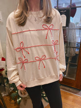 Load image into Gallery viewer, Candy Cane Lane Bow Pullover