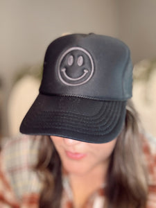 Black Smiley Trucker Hats