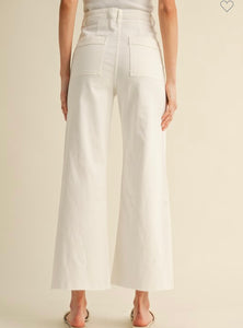 White Flared Denim with Front Pockets (S-XL)