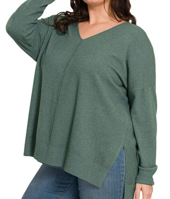 Plus Size Center Seam Lightweight Sweater | 2 Colors
