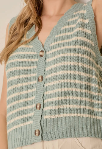 Seafoam Striped Sweater Vest (S-3XL)