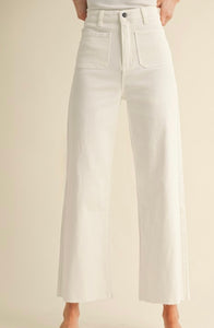 White Flared Denim with Front Pockets (S-XL)