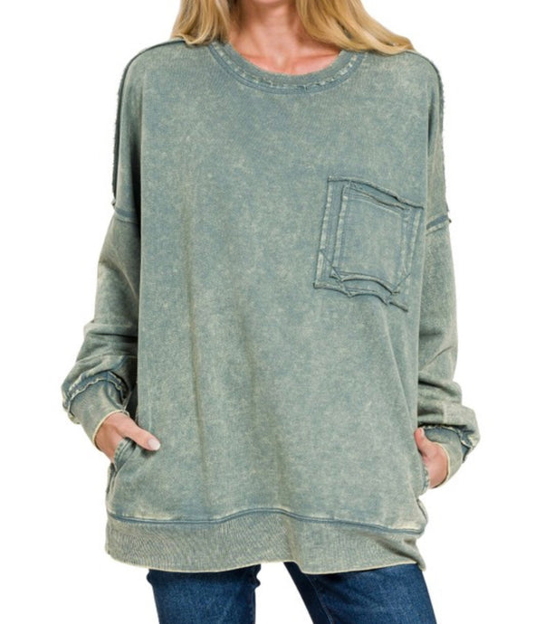 Ash Jade Mineral Wash Pullover