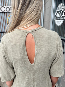 Mineral Washed Sage Flare Romper
