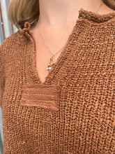 Load image into Gallery viewer, Norah V-neck Short Sleeve Sweater Top in Deep Camel