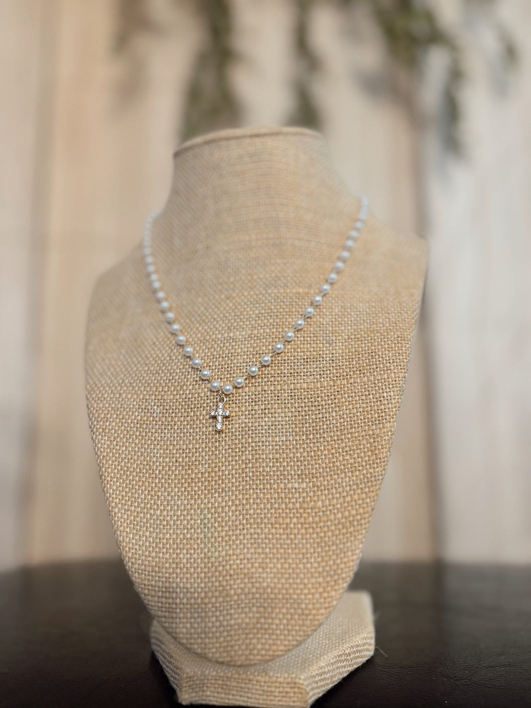 Cross Pearl Chain Necklace