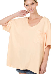 Remy Oversized V-Neck Tee in Cream Peach