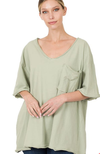 Remy Oversized V-Neck in Light Sage